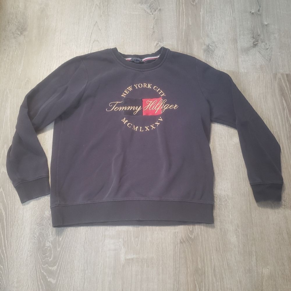 Tommy Hilfiger Navy Blue Crewneck New York City Mens Sweatshirt Size Medium